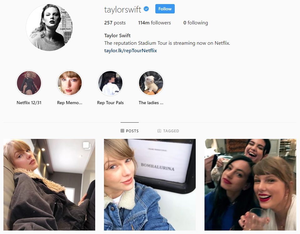 taylor swift instagram