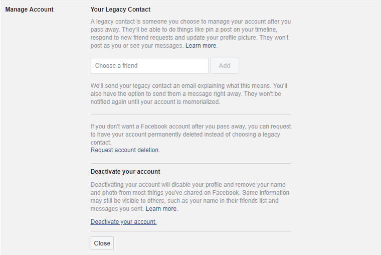 delete facebook