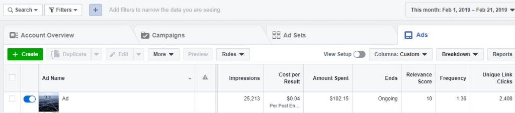 ad relevance score facebook