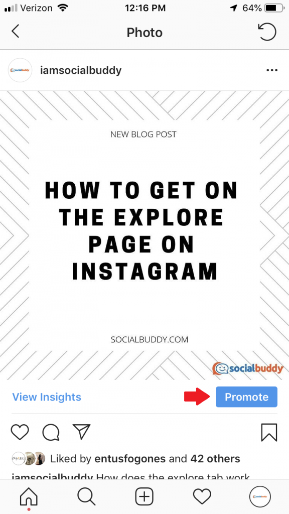 promote instagram post