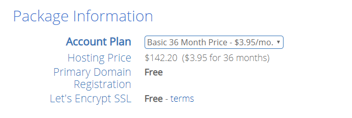 bluehost package 